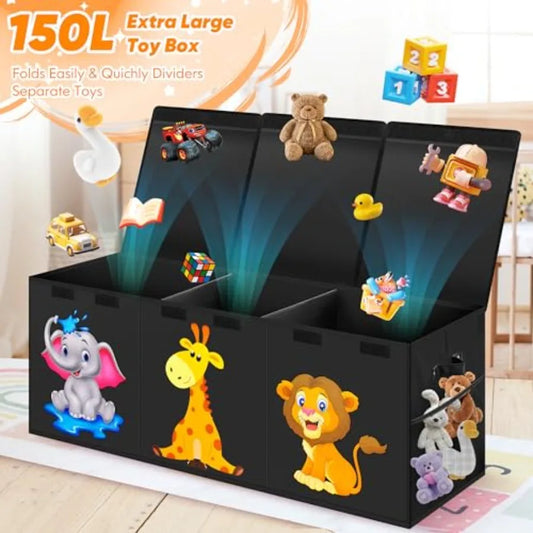 Extra Large Collapsible Toy Box with Lid – Kids Toy Storage Chest 40" × 16" for Boys & Girls