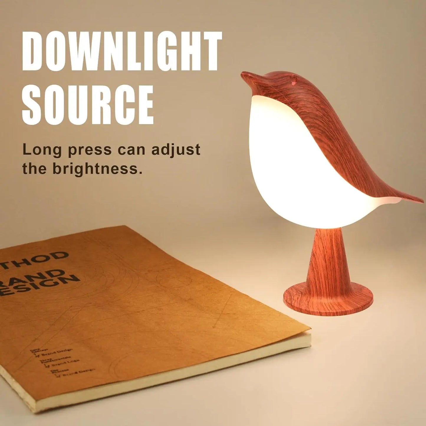 Bird Touch Bedside Lamp for Kids – 3-Colour Dimming USB Rechargeable Night Light for Children's Bedroom