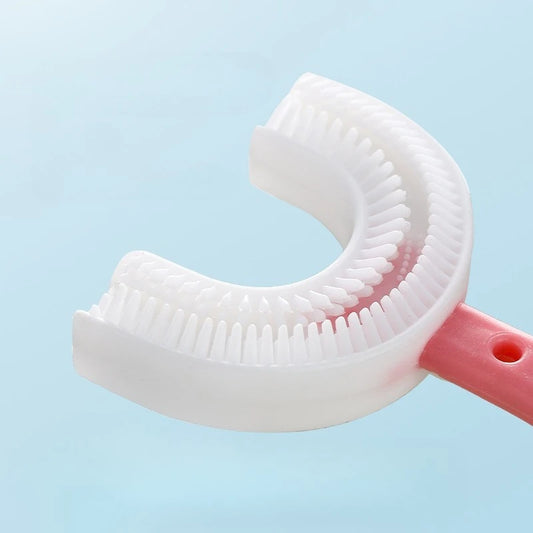 Children's U-shaped toothbrush, manual infant and toddler U-shaped oral soft-bristled brushing artifact