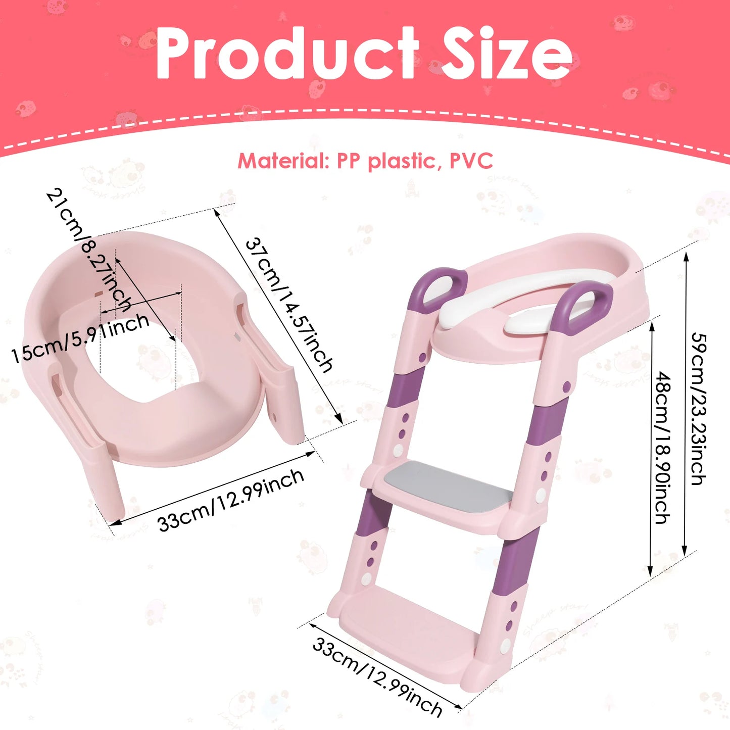 Foldable Children Toilet Step Stool Training Seat Adjustable Toilet Ladder Helper for Kids Bathroom Safe Potty Training Tool