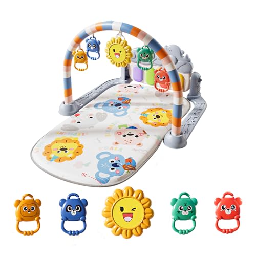 Musical Baby Piano Play Gym with Lights & 5 Hanging Toys
