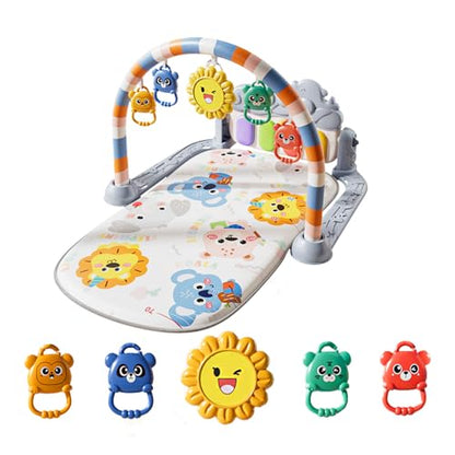 Musical Baby Piano Play Gym with Lights & 5 Hanging Toys