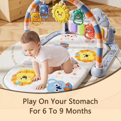 Musical Baby Piano Play Gym with Lights & 5 Hanging Toys