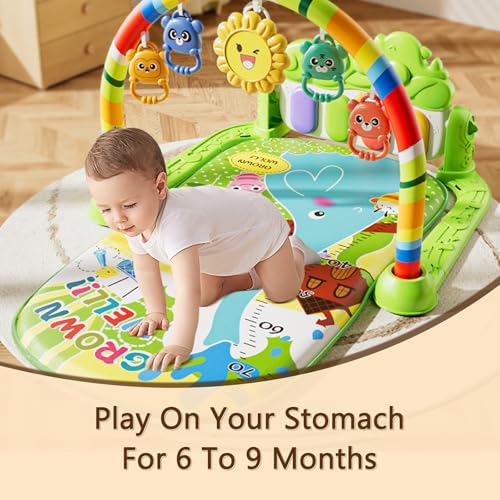 Musical Baby Piano Play Gym with Lights & 5 Hanging Toys