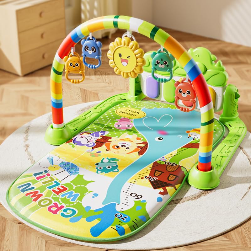 Musical Baby Piano Play Gym with Lights & 5 Hanging Toys