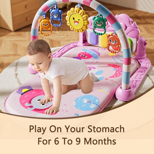 Musical Baby Piano Play Gym with Lights & 5 Hanging Toys