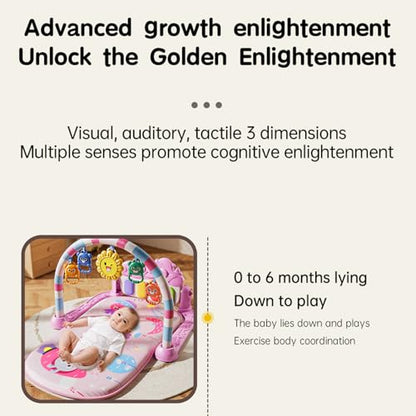 Musical Baby Piano Play Gym with Lights & 5 Hanging Toys