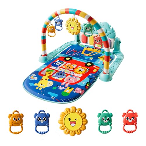 Musical Baby Piano Play Gym with Lights & 5 Hanging Toys