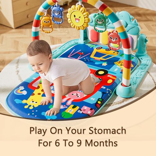 Musical Baby Piano Play Gym with Lights & 5 Hanging Toys