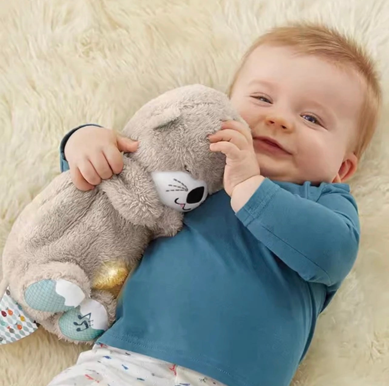 Breathing Baby Bear, Sleep and Playmate, Musical Stuffed Plush Toy with Light & Sound