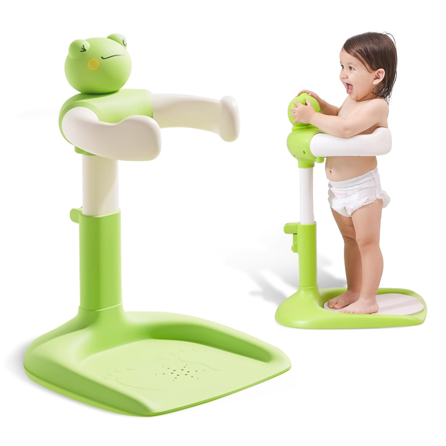 Baby Shower Stand, Toddler Bath Standing Support with Anti-Slip Base and Shower Holder, Adjustable Height, Soporte para Bañera de Bebé, Ideal Gift for Infants 6-36 Months-Yellow (Upgraded-Duck)