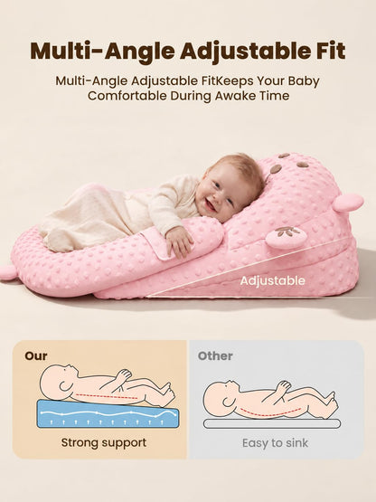 Baby Lounger, Nursing Pillow & Tummy Time Mat with Washable Cover