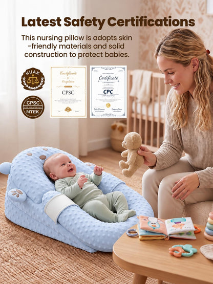 Baby Lounger, Nursing Pillow & Tummy Time Mat with Washable Cover