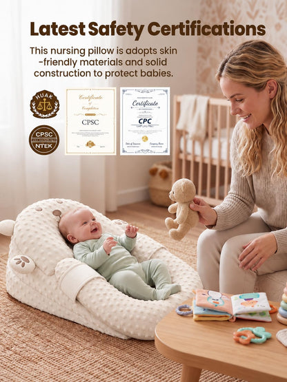 Baby Lounger, Nursing Pillow & Tummy Time Mat with Washable Cover