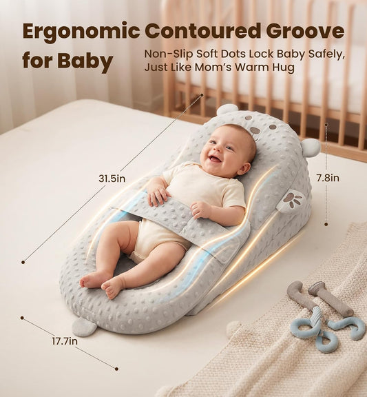 Baby Lounger, Nursing Pillow & Tummy Time Mat with Washable Cover