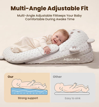 Baby Lounger, Nursing Pillow & Tummy Time Mat with Washable Cover