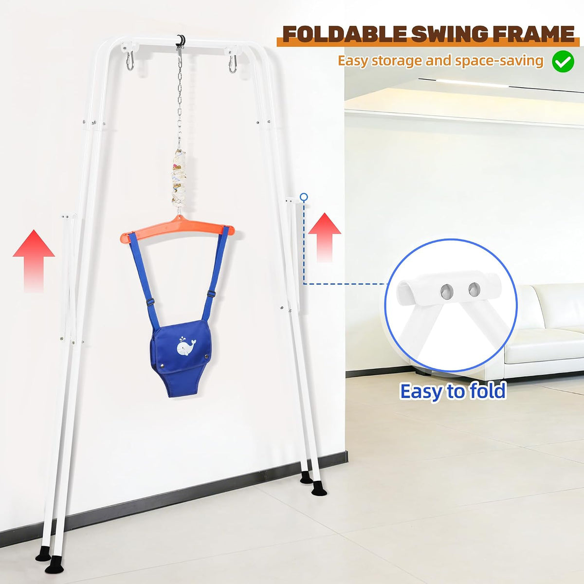 Baby Jumper Swing Outdoor Foldable Swing Set with Stand, 6 Months to 1.5 Years
