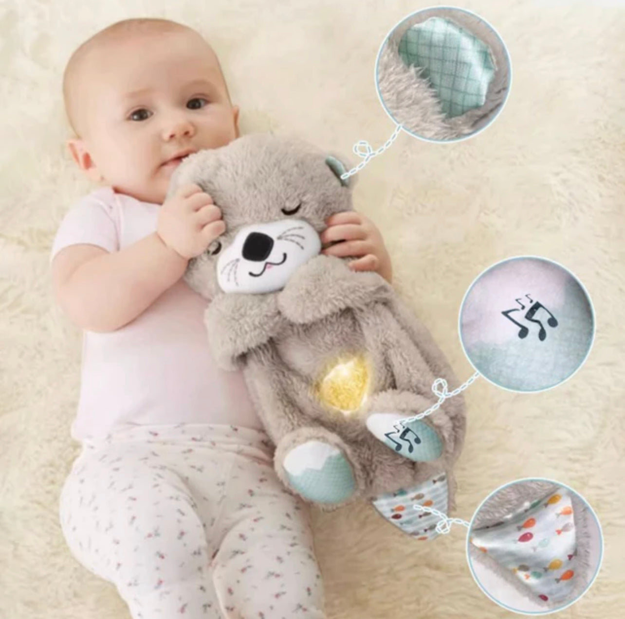 Breathing Baby Bear, Sleep and Playmate, Musical Stuffed Plush Toy with Light & Sound