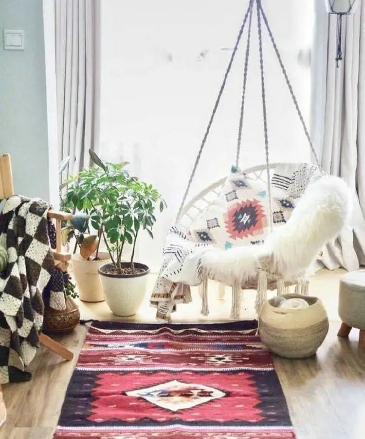 Hammock Swing Chair, Handmade Knitted Macrame Hanging Swing Chair for Indoor,Bedroom,Yard,Garden- 230 Pound Capacity