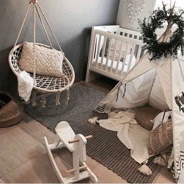 Hammock Swing Chair, Handmade Knitted Macrame Hanging Swing Chair for Indoor,Bedroom,Yard,Garden- 230 Pound Capacity