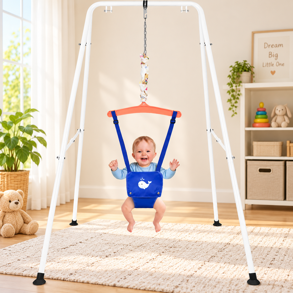 Baby Jumper Swing Outdoor Foldable Swing Set with Stand, 6 Months to 1.5 Years
