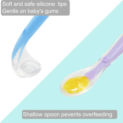 Baby Silicone Learning Spoon Set – 4 Colours, Star Pattern, Soft & BPA-Free for Ages 0–1