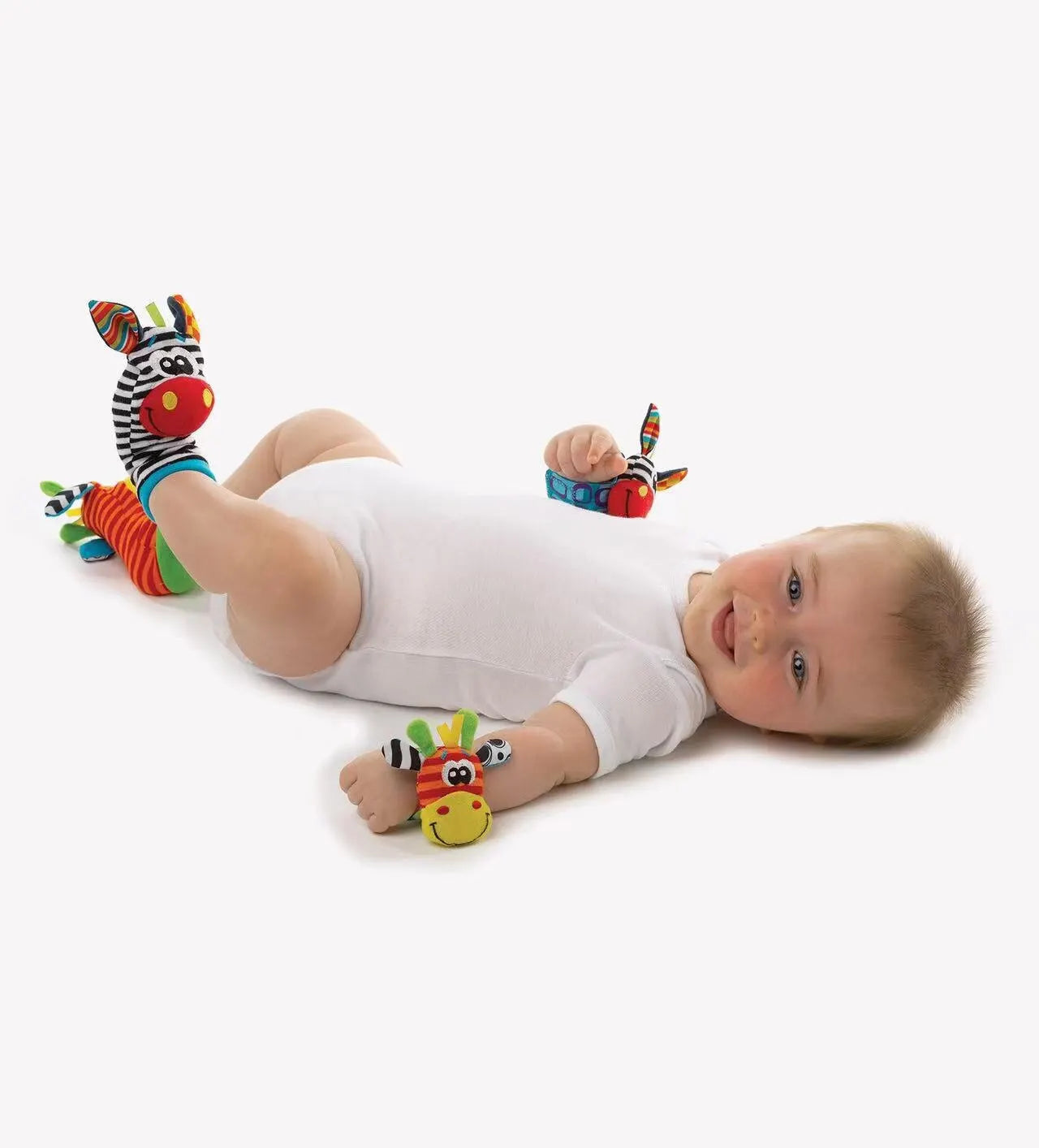 Baby Animal Rattle Socks & Wrist Strap Set – 4-Pack Sensory Foot & Hand Rattles for 0–12 Months