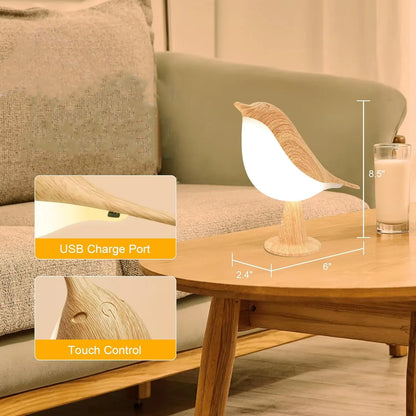 Bird Touch Bedside Lamp for Kids – 3-Colour Dimming USB Rechargeable Night Light for Children's Bedroom