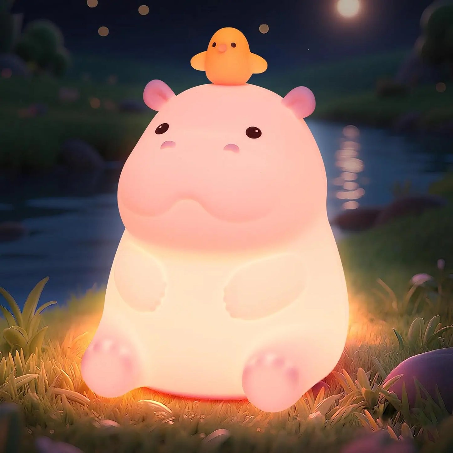 Silicone Animal Night Light for Kids – USB Rechargeable Touch Bedside Lamp | Axolotl, Hippo & Fox