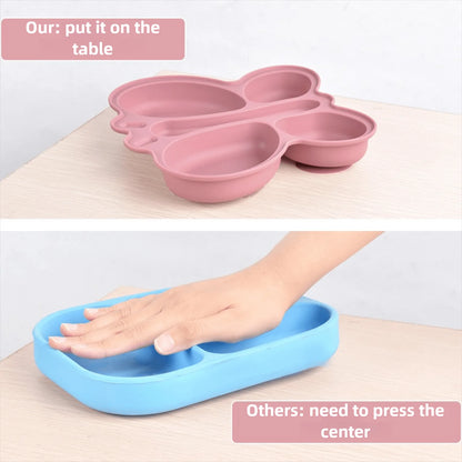 Baby Butterfly Silicone Divided Plate & Bowl Set – 2pcs Non-Slip Suction Tableware for Self-Feeding