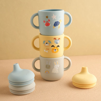 Silicone Baby Training Cup with Handle – BPA-Free, Leak-Proof, Dishwasher Safe for Ages 0–3
