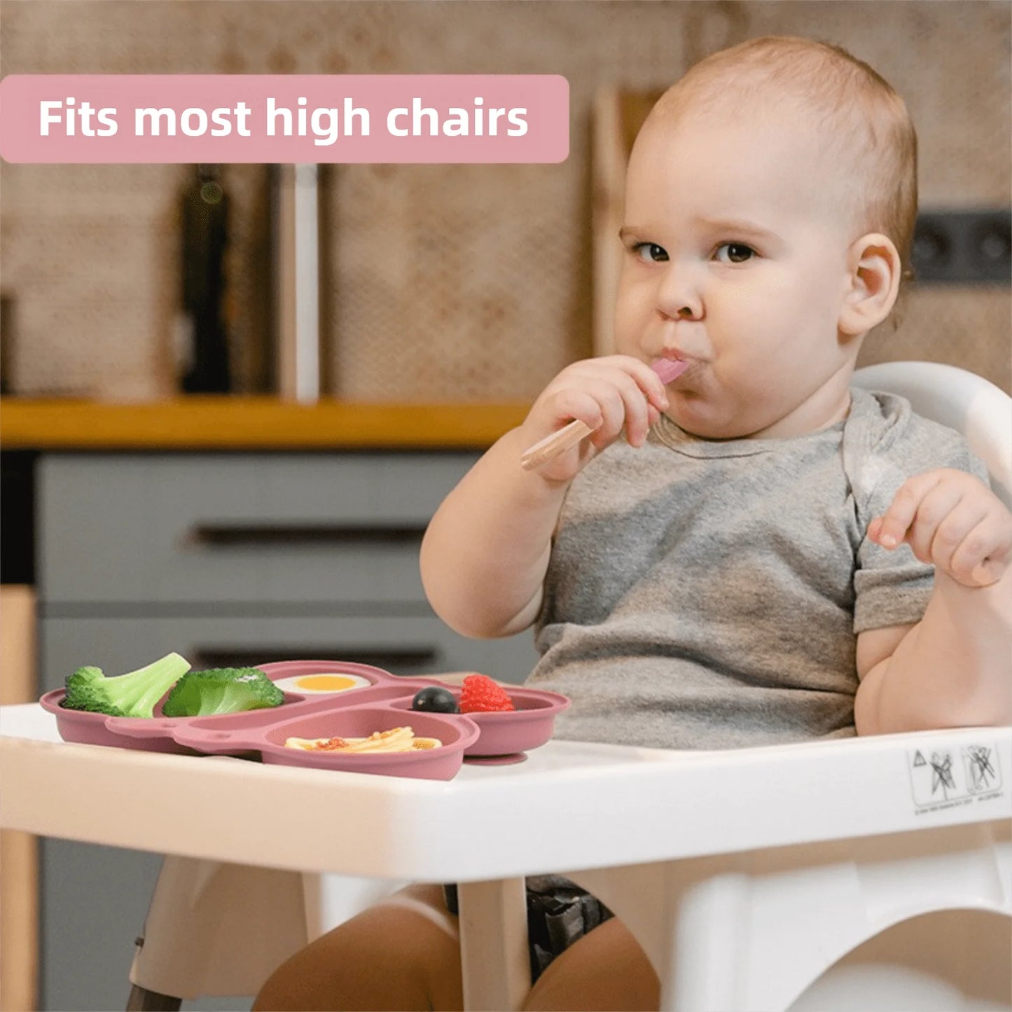 Baby Butterfly Silicone Divided Plate & Bowl Set – 2pcs Non-Slip Suction Tableware for Self-Feeding