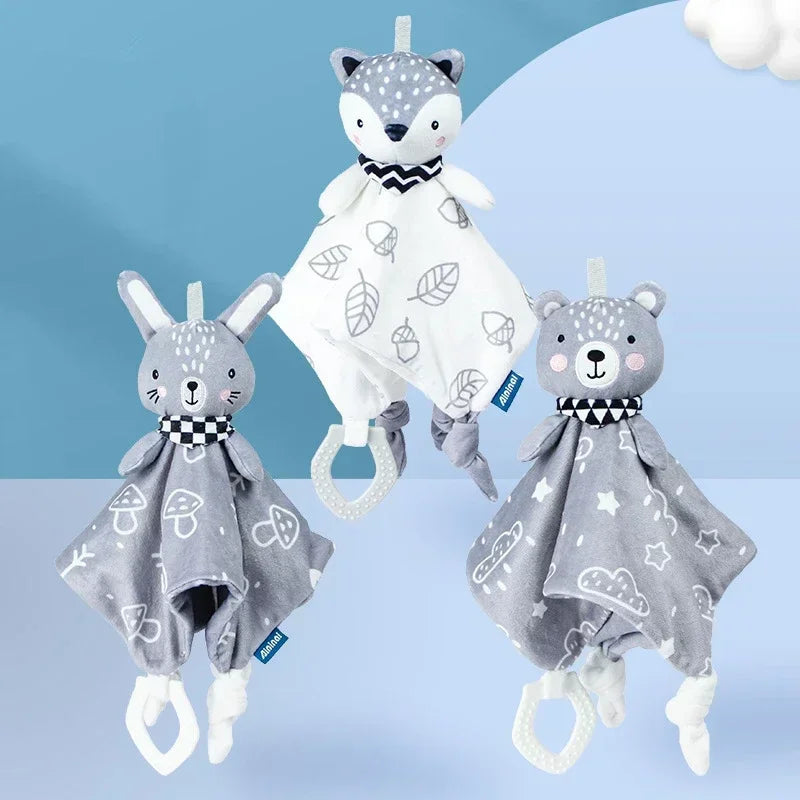 Baby Plush Animal Security Blanket Comforter – Soft Stuffed Rattle Toy for Newborns 0–12 Months