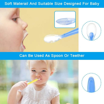 Baby Silicone Learning Spoon Set – 4 Colours, Star Pattern, Soft & BPA-Free for Ages 0–1