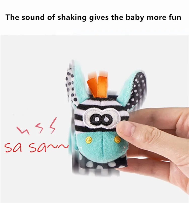 Baby Animal Rattle Socks & Wrist Strap Set – 4-Pack Sensory Foot & Hand Rattles for 0–12 Months