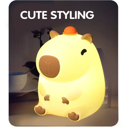 Capybara Silicone Night Light for Kids – USB Rechargeable Touch Bedside Lamp for Baby & Toddler