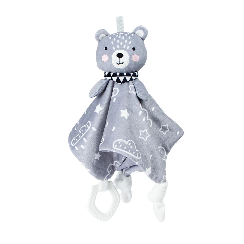 Baby Plush Animal Security Blanket Comforter – Soft Stuffed Rattle Toy for Newborns 0–12 Months