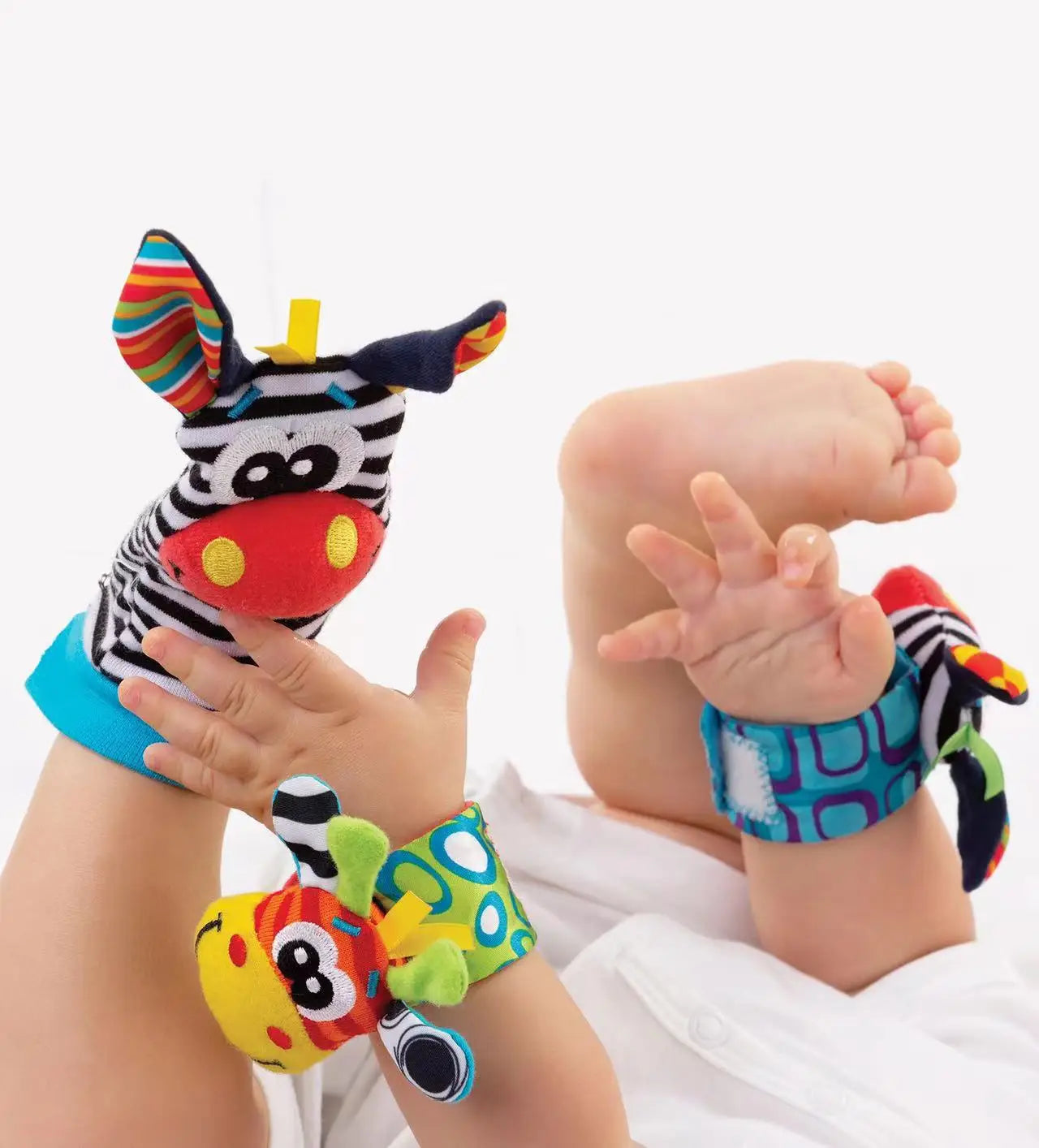 Baby Animal Rattle Socks & Wrist Strap Set – 4-Pack Sensory Foot & Hand Rattles for 0–12 Months
