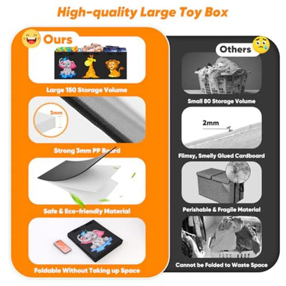Extra Large Collapsible Toy Box with Lid – Kids Toy Storage Chest 40" × 16" for Boys & Girls