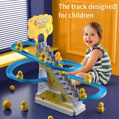Electric Duckling Stair Climbing Toy – Musical Duck Track Slide for Kids Ages 3–6