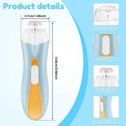 Nail File Quite Compact USB Charging Baby Toenails Clipper With LED Light Adjustable Speed Electric Fingernails File for Newborn