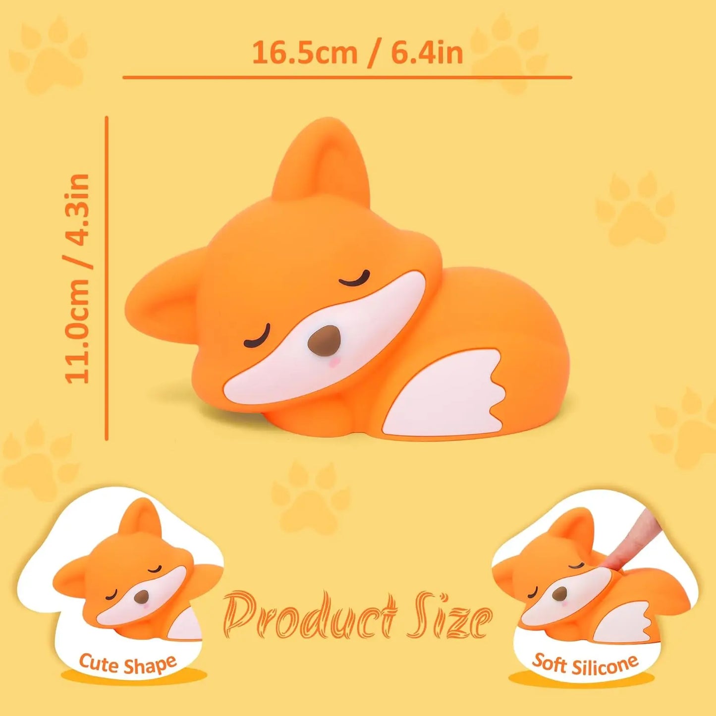 Silicone Animal Night Light for Kids – USB Rechargeable Touch Bedside Lamp | Axolotl, Hippo & Fox