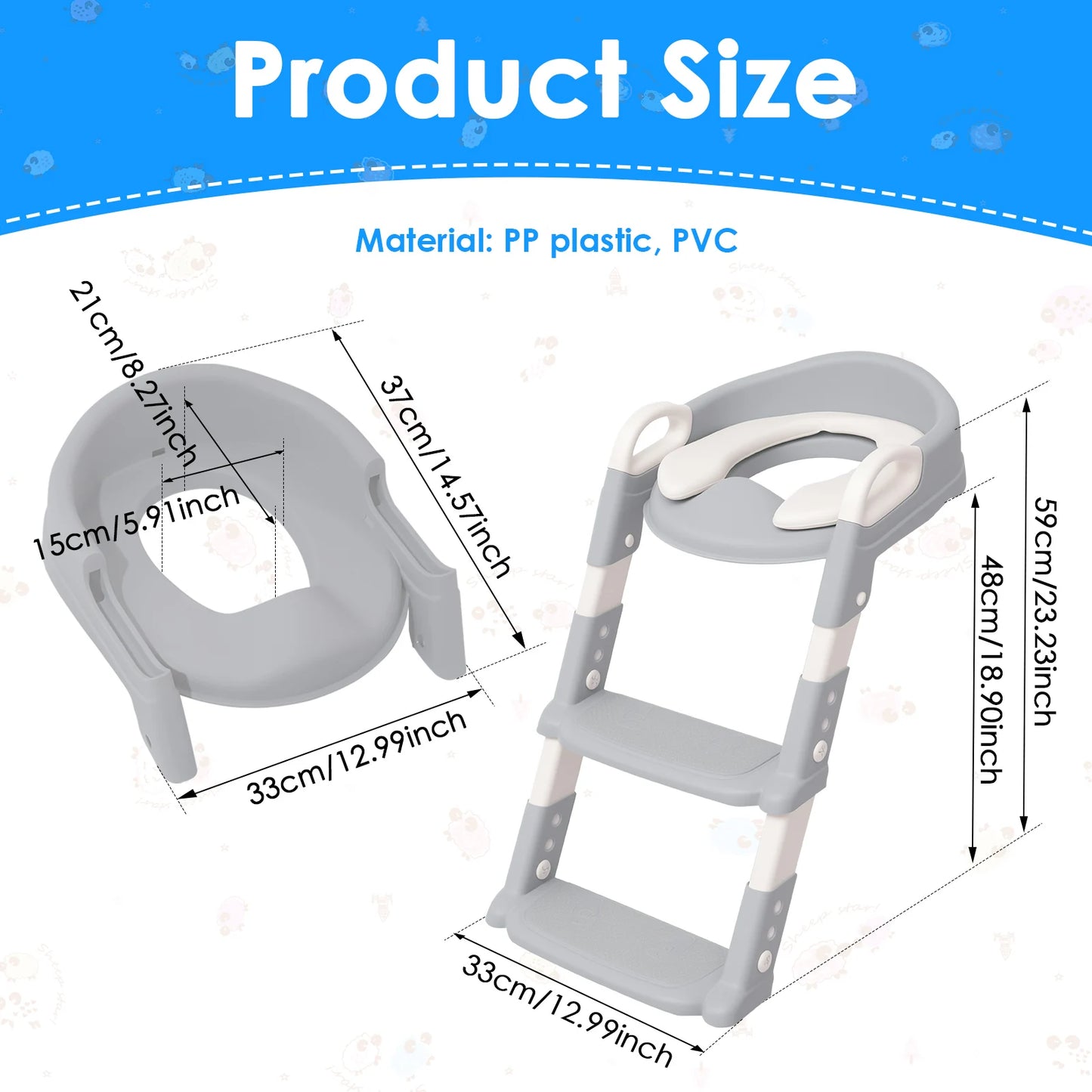 Foldable Children Toilet Step Stool Training Seat Adjustable Toilet Ladder Helper for Kids Bathroom Safe Potty Training Tool