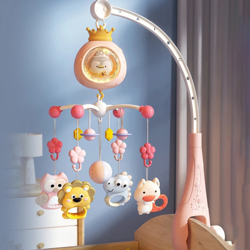 Baby Crib Mobile with Projector and Night Light, Remote Control Musical Rotating Toy with Soothing Lullabies