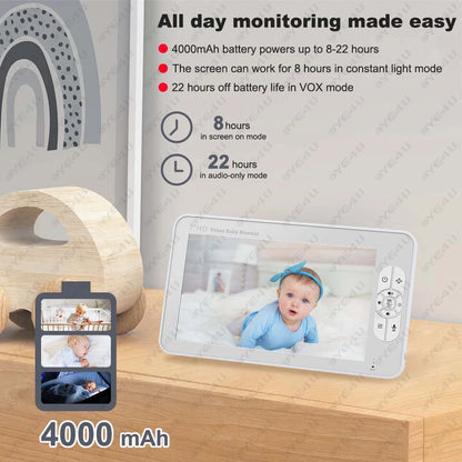 5" HD Video Baby Monitor with PTZ Camera – Night Vision, Two-Way Audio & Temperature Alert