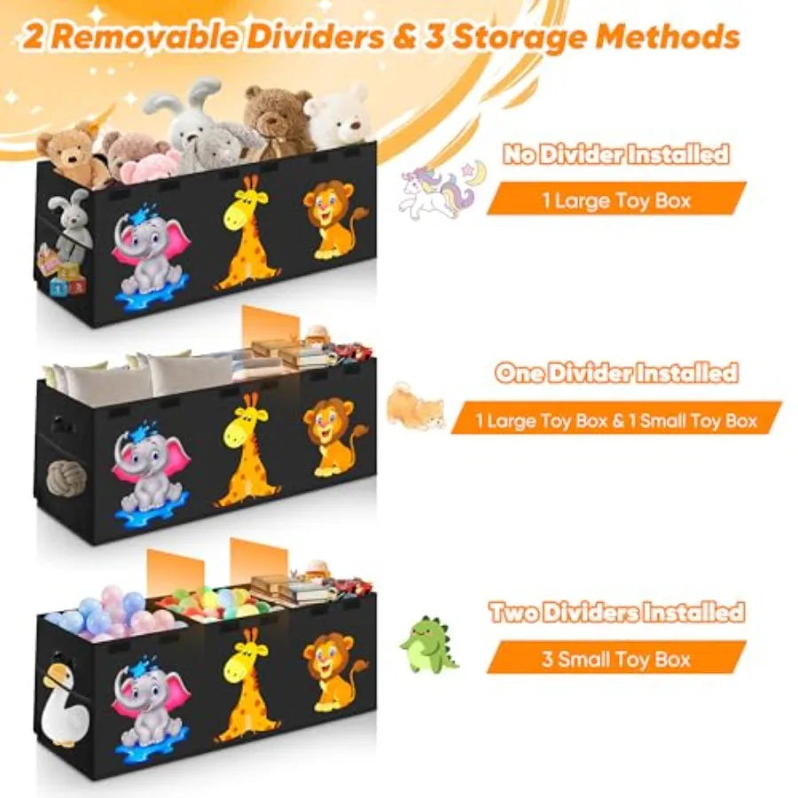Extra Large Collapsible Toy Box with Lid – Kids Toy Storage Chest 40" × 16" for Boys & Girls