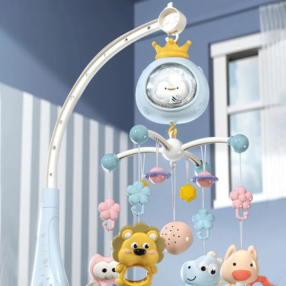 Baby Crib Mobile with Projector and Night Light, Remote Control Musical Rotating Toy with Soothing Lullabies