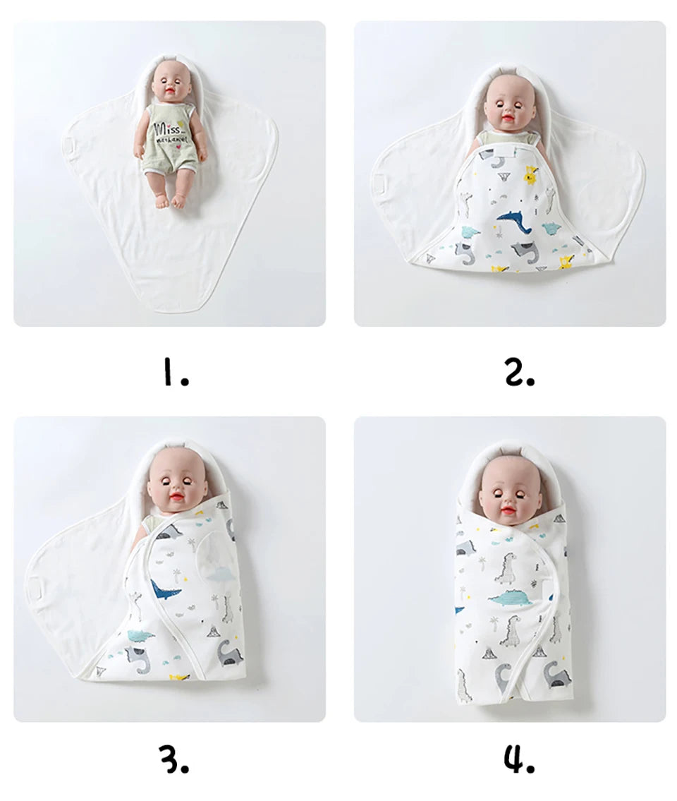 100% Cotton Baby Swaddle Wrap Blanket for Newborns – Anti-Startle Cartoon Sleep Blanket for 0–6 Months