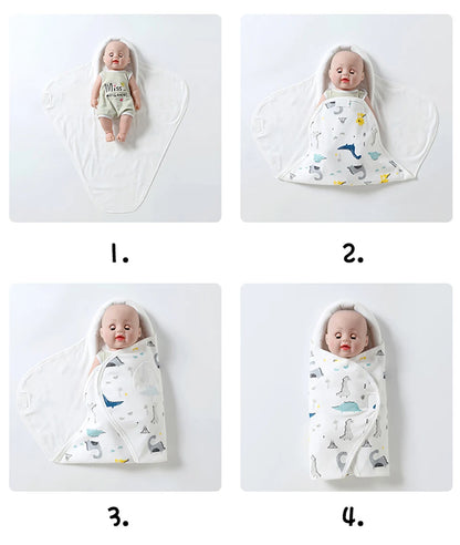 100% Cotton Baby Swaddle Wrap Blanket for Newborns – Anti-Startle Cartoon Sleep Blanket for 0–6 Months