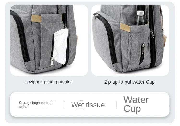 Large Capacity Mummy Diaper Backpack with Changing Mat – Baby Nursing Bag 36–55L for Travel